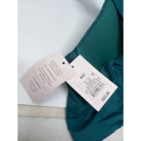 Auden Superstar Lightly Lined Bra Size 46C Full Coverage Lace Teal Intimates NEW - Picture 4 of 5